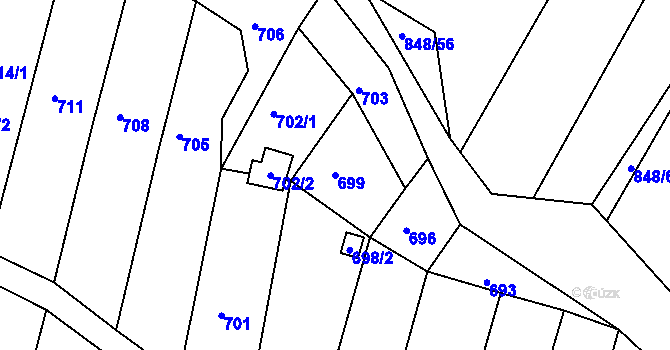 Parcela st. 699 v KÚ Obřany, Katastrální mapa
