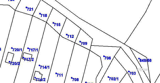 Parcela st. 709 v KÚ Obřany, Katastrální mapa