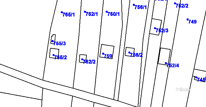 Parcela st. 759 v KÚ Obřany, Katastrální mapa