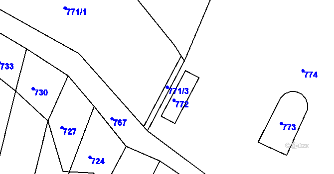 Parcela st. 771/3 v KÚ Obřany, Katastrální mapa