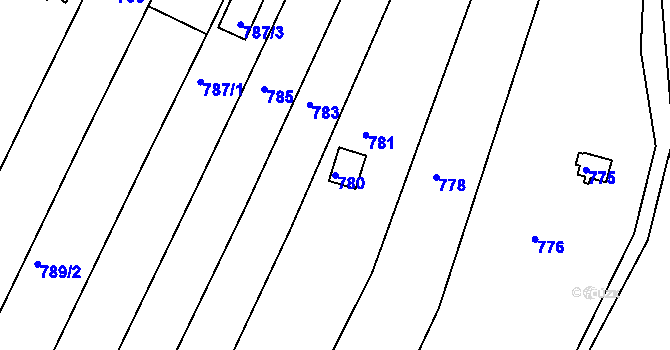 Parcela st. 780 v KÚ Obřany, Katastrální mapa