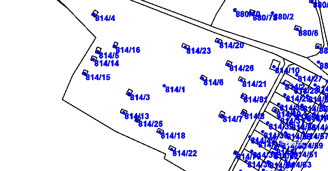 Parcela st. 814/1 v KÚ Obřany, Katastrální mapa