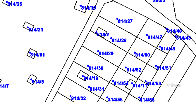 Parcela st. 814/29 v KÚ Obřany, Katastrální mapa
