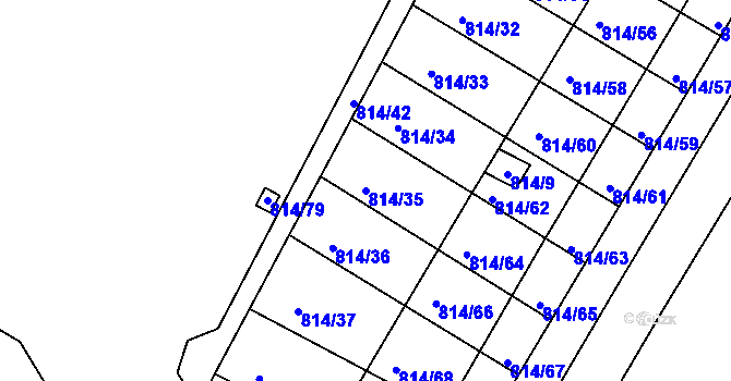 Parcela st. 814/35 v KÚ Obřany, Katastrální mapa