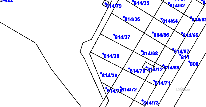Parcela st. 814/38 v KÚ Obřany, Katastrální mapa