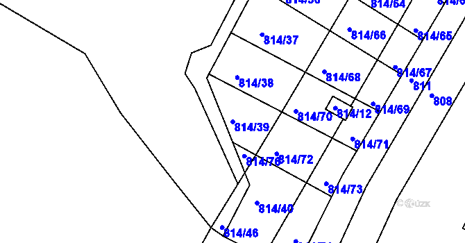 Parcela st. 814/39 v KÚ Obřany, Katastrální mapa