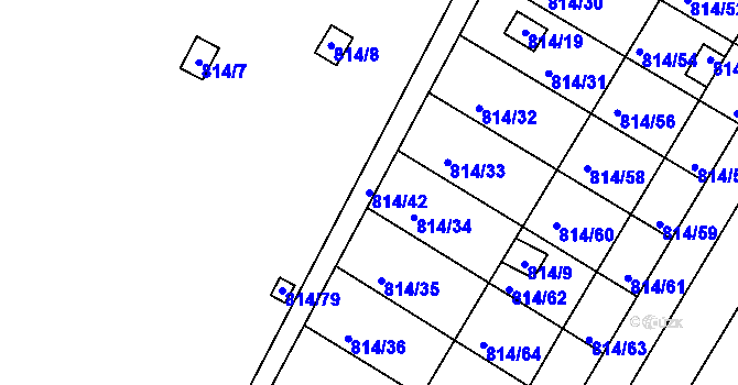 Parcela st. 814/42 v KÚ Obřany, Katastrální mapa