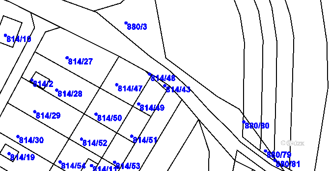 Parcela st. 814/43 v KÚ Obřany, Katastrální mapa
