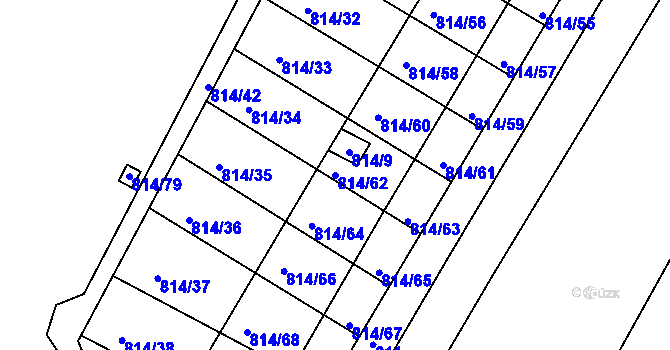 Parcela st. 814/62 v KÚ Obřany, Katastrální mapa