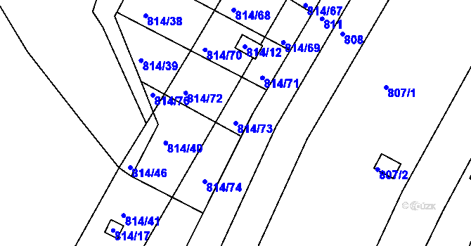 Parcela st. 814/73 v KÚ Obřany, Katastrální mapa