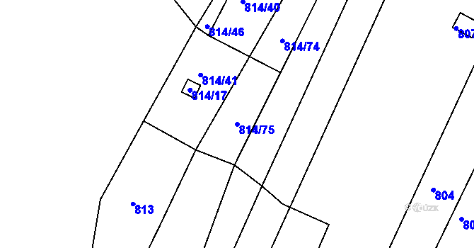 Parcela st. 814/75 v KÚ Obřany, Katastrální mapa