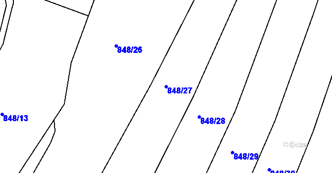Parcela st. 848/27 v KÚ Obřany, Katastrální mapa