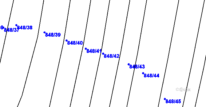 Parcela st. 848/42 v KÚ Obřany, Katastrální mapa