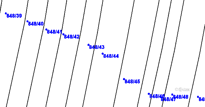 Parcela st. 848/44 v KÚ Obřany, Katastrální mapa