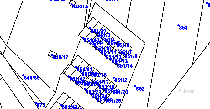 Parcela st. 851/12 v KÚ Obřany, Katastrální mapa