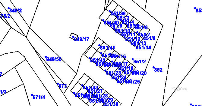 Parcela st. 851/15 v KÚ Obřany, Katastrální mapa
