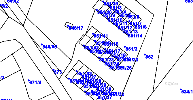 Parcela st. 851/22 v KÚ Obřany, Katastrální mapa