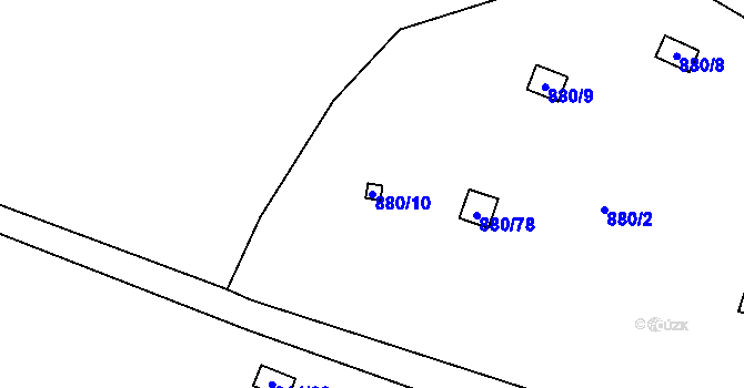 Parcela st. 880/10 v KÚ Obřany, Katastrální mapa