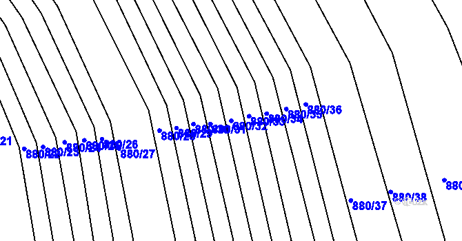Parcela st. 880/32 v KÚ Obřany, Katastrální mapa