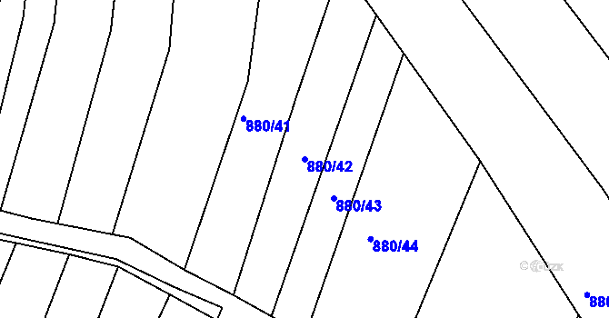 Parcela st. 880/42 v KÚ Obřany, Katastrální mapa