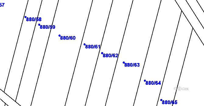 Parcela st. 880/62 v KÚ Obřany, Katastrální mapa