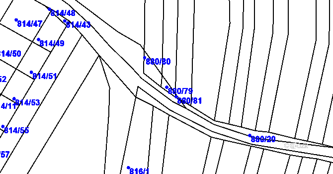 Parcela st. 880/79 v KÚ Obřany, Katastrální mapa