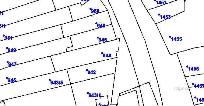 Parcela st. 944 v KÚ Obřany, Katastrální mapa