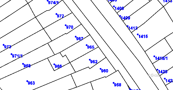 Parcela st. 965 v KÚ Obřany, Katastrální mapa