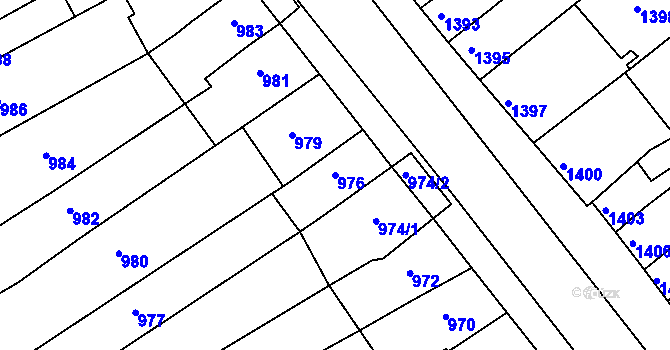 Parcela st. 976 v KÚ Obřany, Katastrální mapa