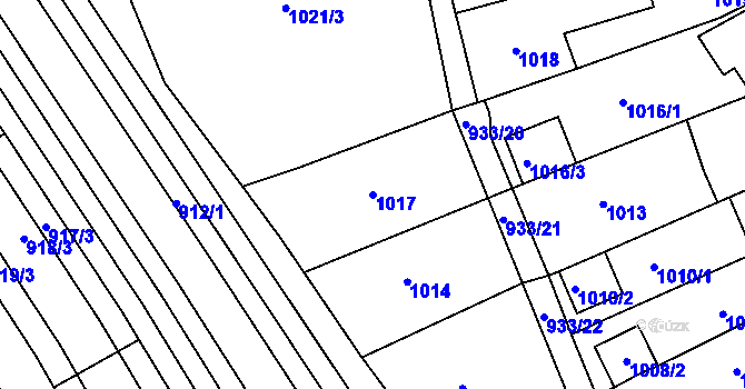 Parcela st. 1017 v KÚ Obřany, Katastrální mapa