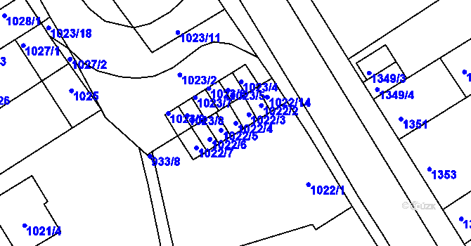 Parcela st. 1022/4 v KÚ Obřany, Katastrální mapa
