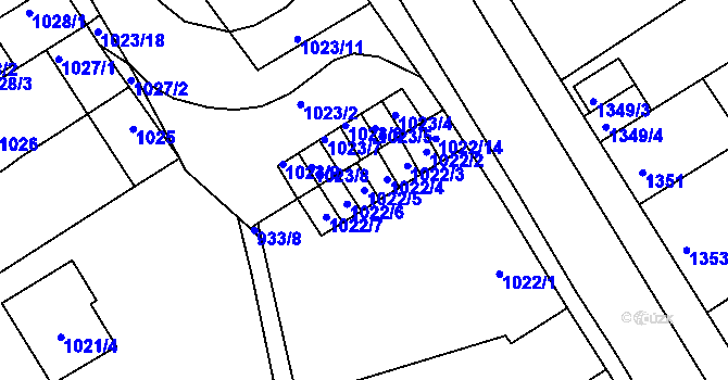 Parcela st. 1022/5 v KÚ Obřany, Katastrální mapa