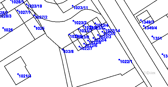 Parcela st. 1022/6 v KÚ Obřany, Katastrální mapa