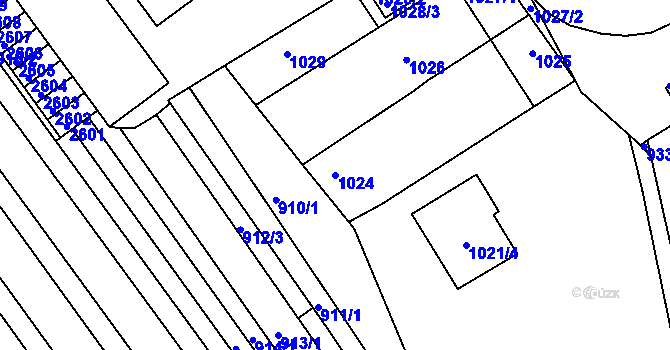Parcela st. 1024 v KÚ Obřany, Katastrální mapa