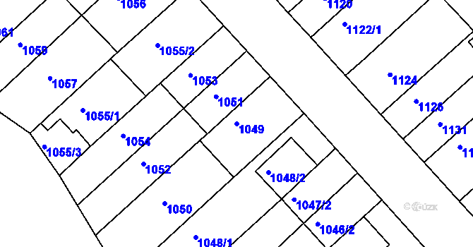 Parcela st. 1049 v KÚ Obřany, Katastrální mapa