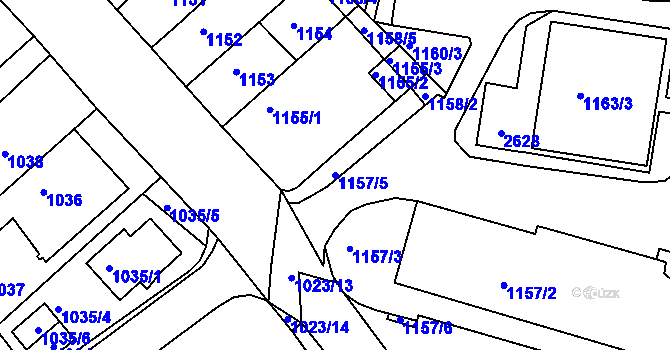 Parcela st. 1157/5 v KÚ Obřany, Katastrální mapa