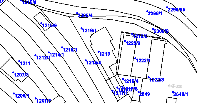 Parcela st. 1218 v KÚ Obřany, Katastrální mapa