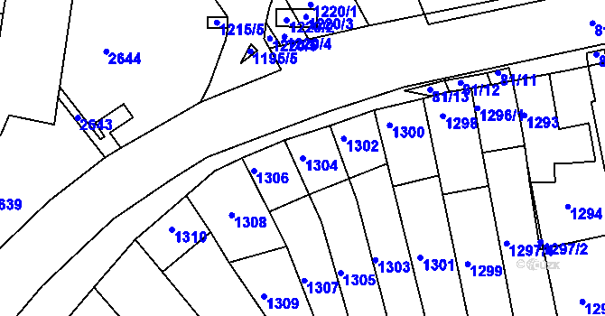 Parcela st. 1304 v KÚ Obřany, Katastrální mapa