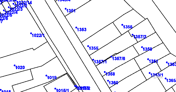 Parcela st. 1355 v KÚ Obřany, Katastrální mapa