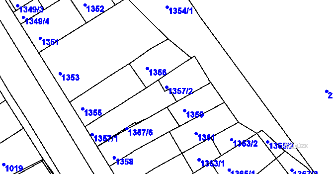 Parcela st. 1357/2 v KÚ Obřany, Katastrální mapa