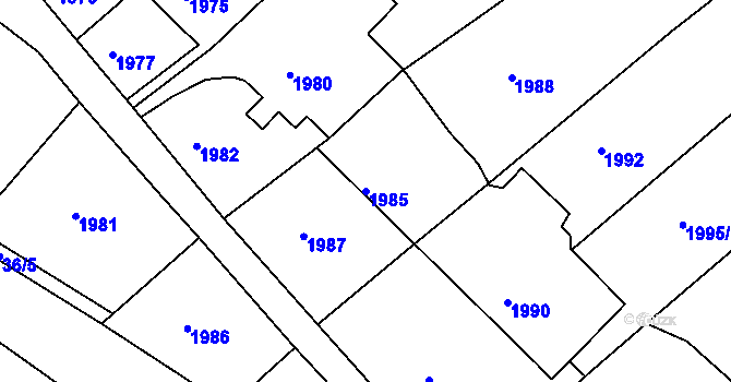 Parcela st. 1985 v KÚ Obřany, Katastrální mapa