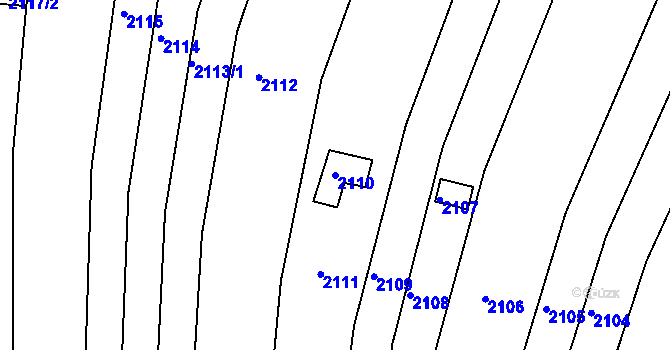 Parcela st. 2110 v KÚ Obřany, Katastrální mapa
