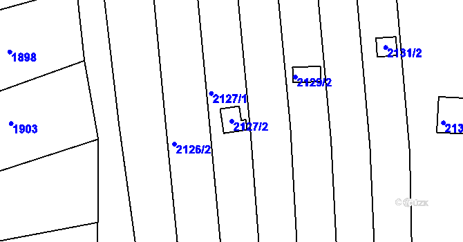 Parcela st. 2127/2 v KÚ Obřany, Katastrální mapa