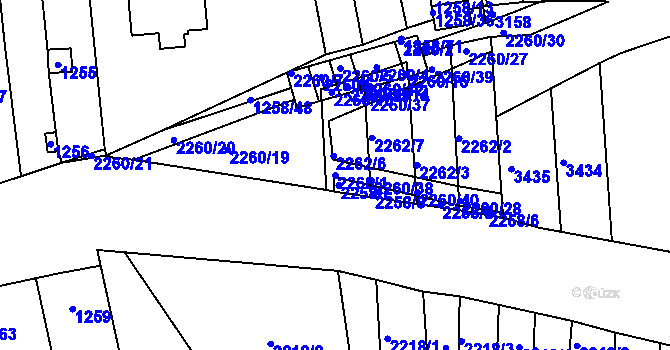 Parcela st. 2260/1 v KÚ Obřany, Katastrální mapa
