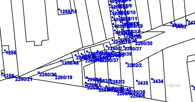 Parcela st. 2260/4 v KÚ Obřany, Katastrální mapa