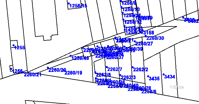 Parcela st. 2260/11 v KÚ Obřany, Katastrální mapa