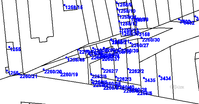 Parcela st. 2260/12 v KÚ Obřany, Katastrální mapa