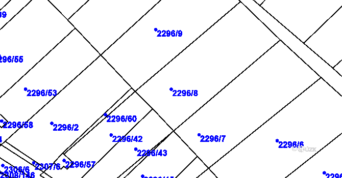 Parcela st. 2296/8 v KÚ Obřany, Katastrální mapa