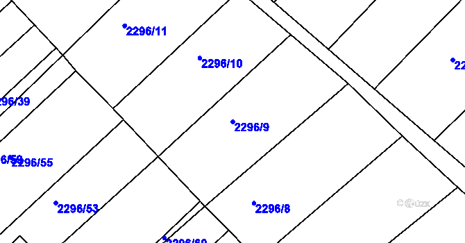 Parcela st. 2296/9 v KÚ Obřany, Katastrální mapa