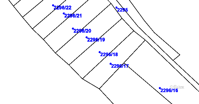 Parcela st. 2296/18 v KÚ Obřany, Katastrální mapa